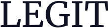 Logo with word LEGIT in navy blue